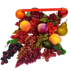 Vintage Artificial Fruit Assortment Decorative Fruit Pieces Grapes Rubber Lot 18